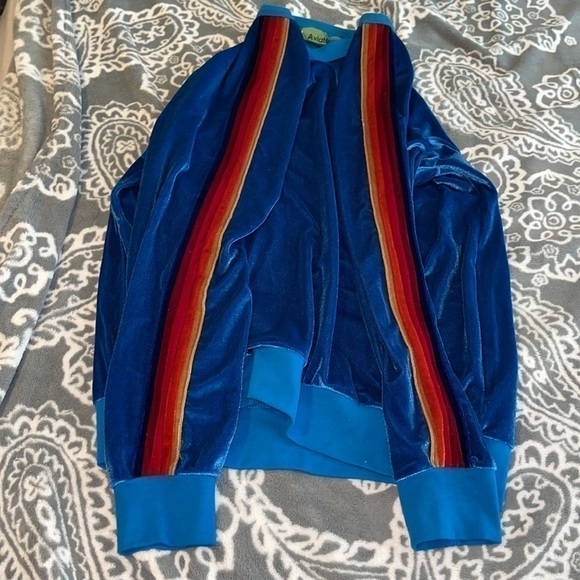 NWT Aviator Nation Classic Velvet Sweatshirt // Vintage Blue 5-Stripe - Picture 3 of 7